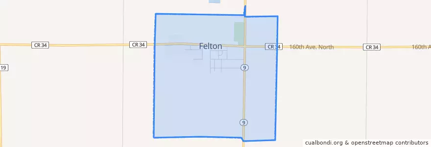 Mapa de ubicacion de Felton.