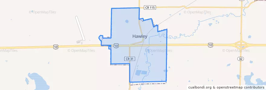 Mapa de ubicacion de Hawley.