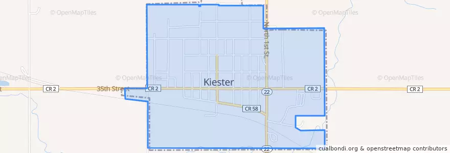Mapa de ubicacion de Kiester.