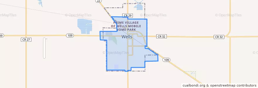 Mapa de ubicacion de Wells.