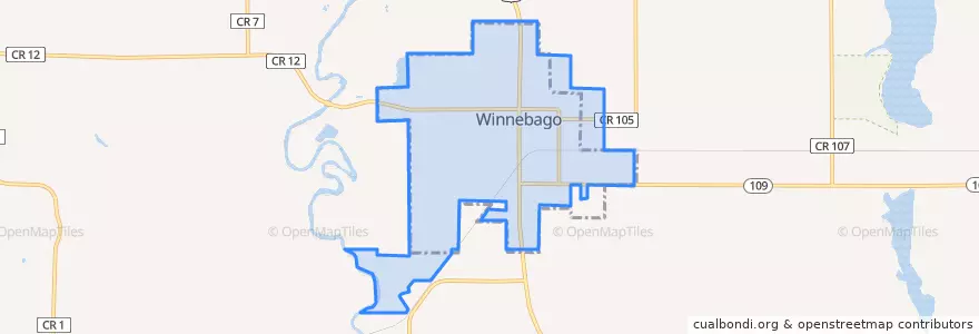 Mapa de ubicacion de Winnebago.