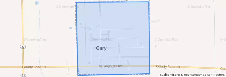 Mapa de ubicacion de Gary.