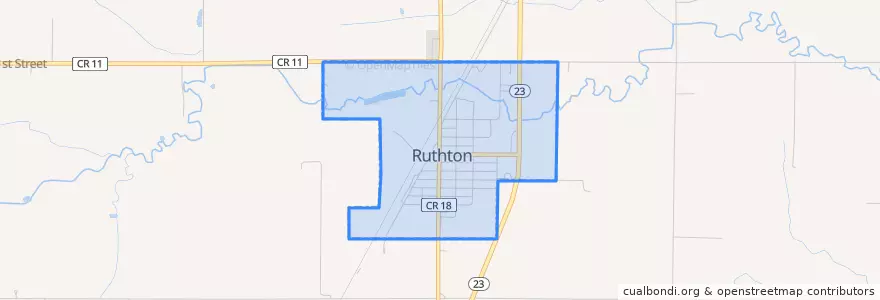 Mapa de ubicacion de Ruthton.