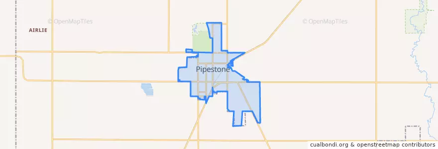 Mapa de ubicacion de Pipestone.