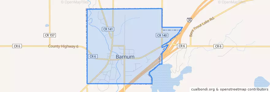 Mapa de ubicacion de Barnum.