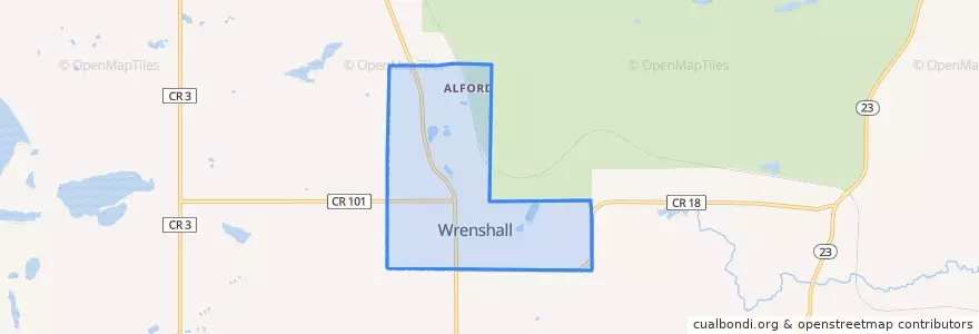Mapa de ubicacion de Wrenshall.