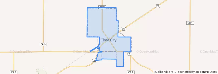Mapa de ubicacion de Clara City.