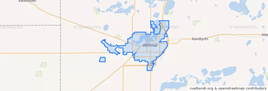 Mapa de ubicacion de Willmar.