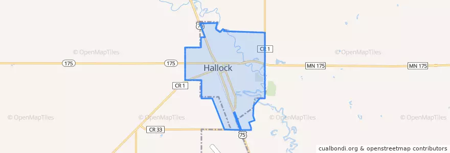 Mapa de ubicacion de Hallock.