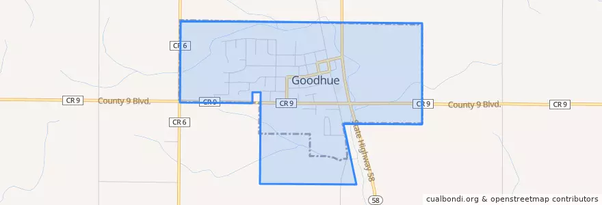 Mapa de ubicacion de Goodhue.