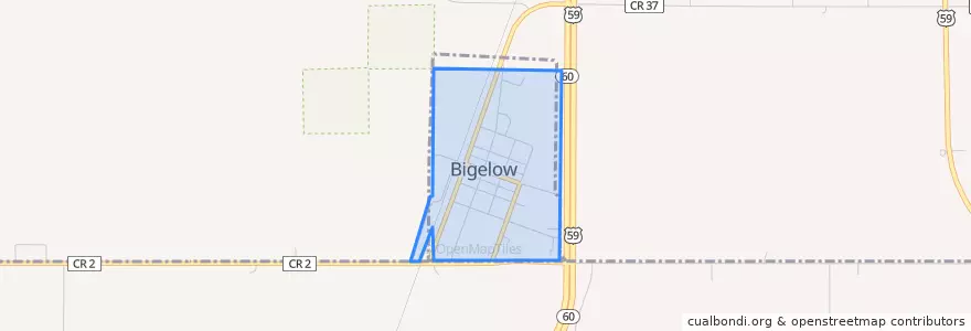 Mapa de ubicacion de Bigelow.