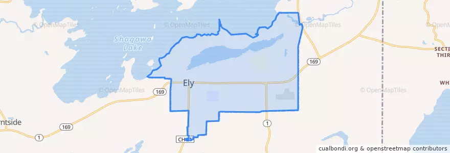 Mapa de ubicacion de Ely.