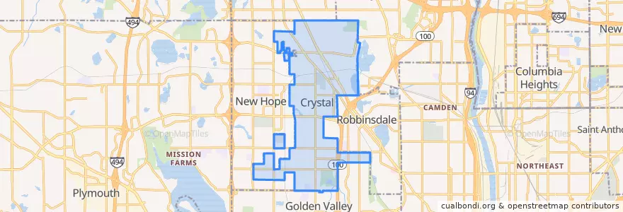 Mapa de ubicacion de Crystal.