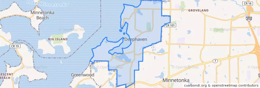 Mapa de ubicacion de Deephaven.