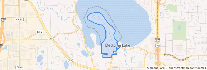 Mapa de ubicacion de Medicine Lake.