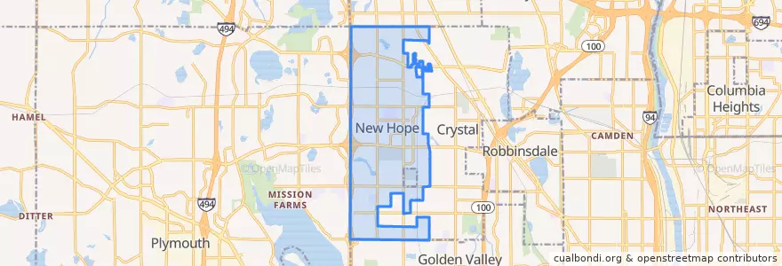 Mapa de ubicacion de New Hope.