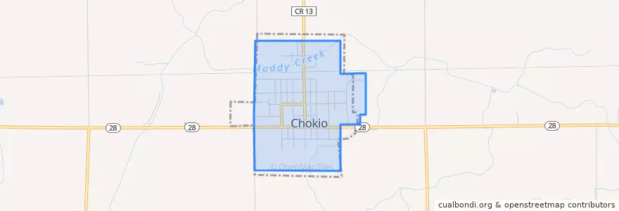 Mapa de ubicacion de Chokio.