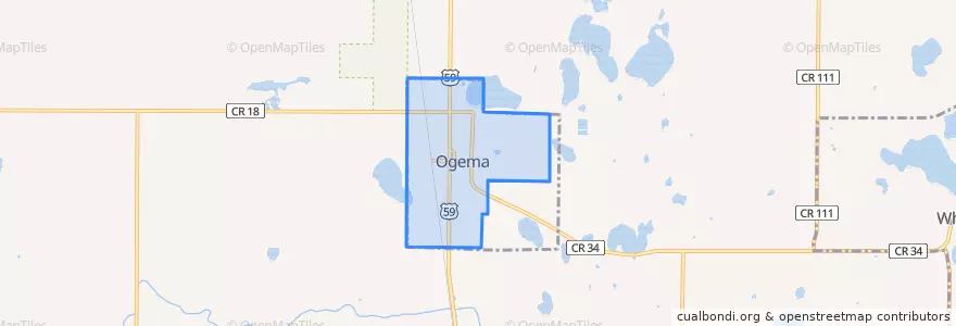 Mapa de ubicacion de Ogema.
