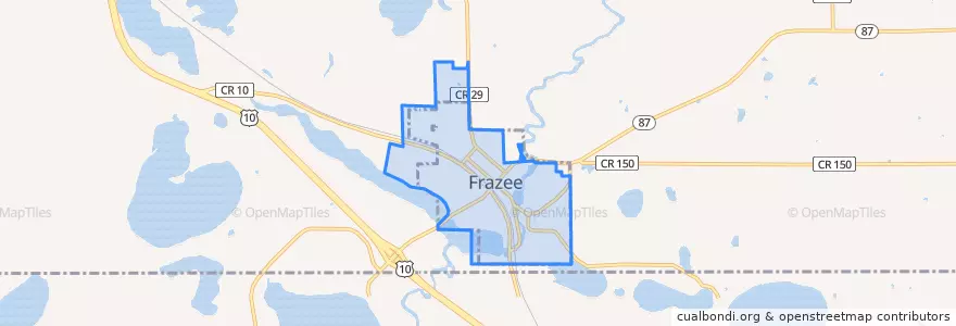 Mapa de ubicacion de Frazee.