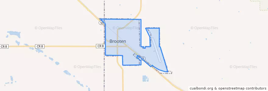 Mapa de ubicacion de Brooten.