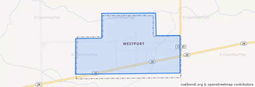 Mapa de ubicacion de Westport.