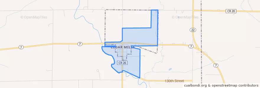 Mapa de ubicacion de Cedar Mills.