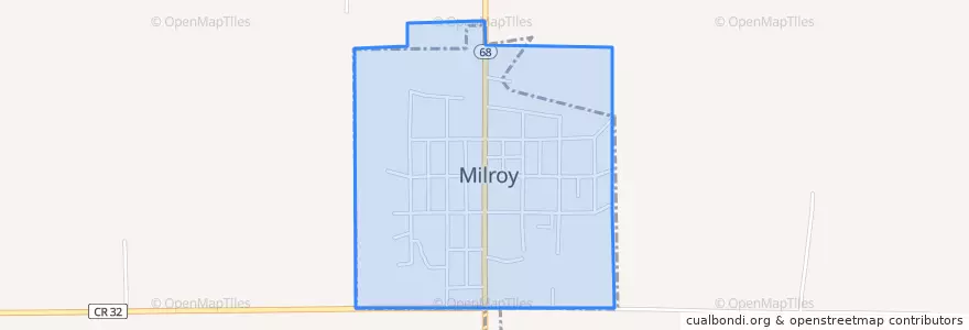 Mapa de ubicacion de Milroy.