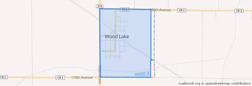 Mapa de ubicacion de Wood Lake.