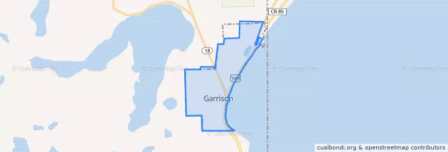 Mapa de ubicacion de Garrison.