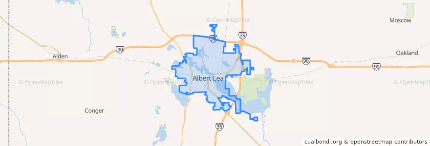 Mapa de ubicacion de Albert Lea.