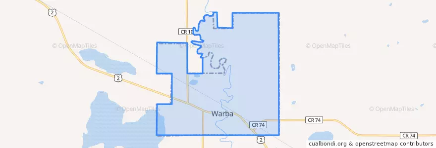 Mapa de ubicacion de Warba.