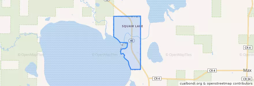 Mapa de ubicacion de Squaw Lake.