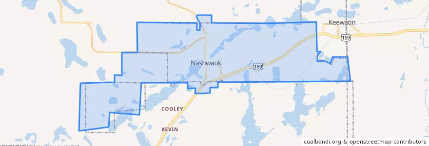 Mapa de ubicacion de Nashwauk.