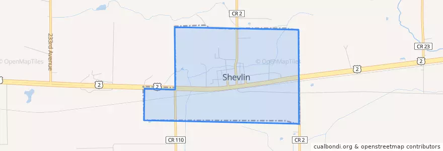 Mapa de ubicacion de Shevlin.