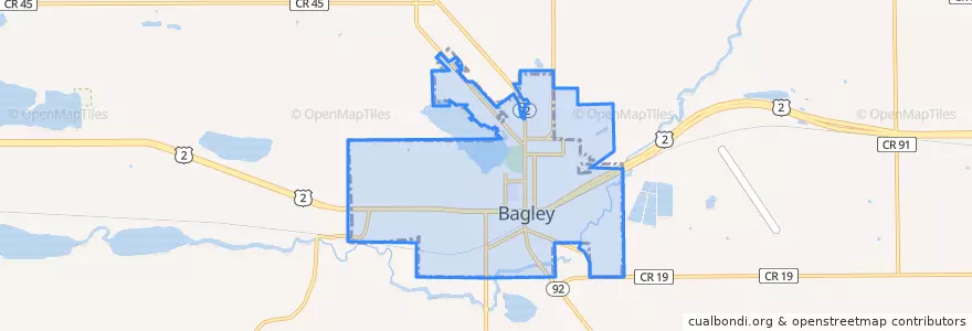 Mapa de ubicacion de Bagley.