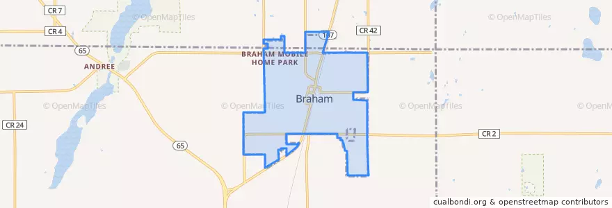 Mapa de ubicacion de Braham.