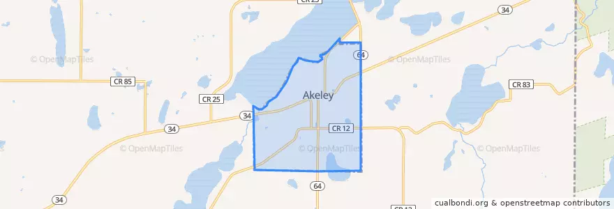 Mapa de ubicacion de Akeley.
