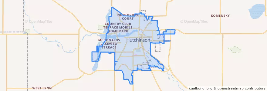 Mapa de ubicacion de Hutchinson.