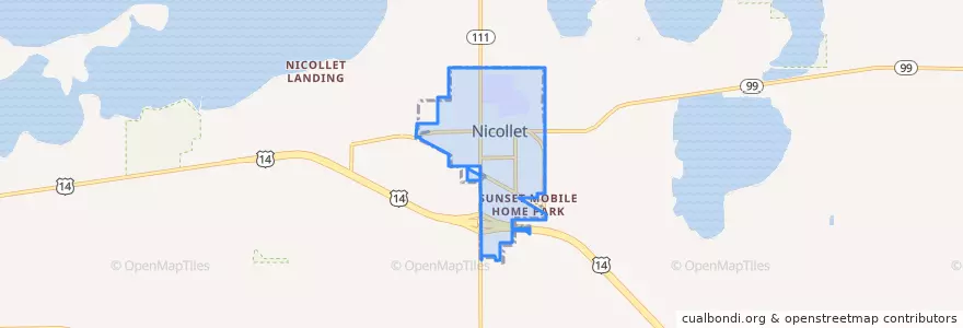 Mapa de ubicacion de Nicollet.