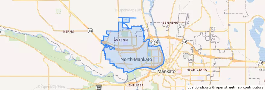 Mapa de ubicacion de North Mankato.