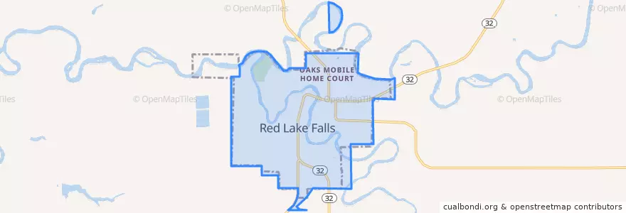 Mapa de ubicacion de Red Lake Falls.