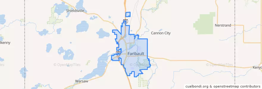 Mapa de ubicacion de Faribault.