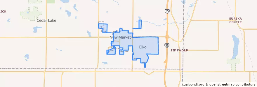 Mapa de ubicacion de Elko New Market.