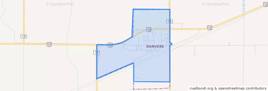 Mapa de ubicacion de Danvers.