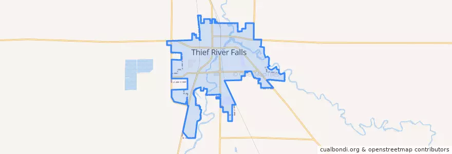 Mapa de ubicacion de Thief River Falls.