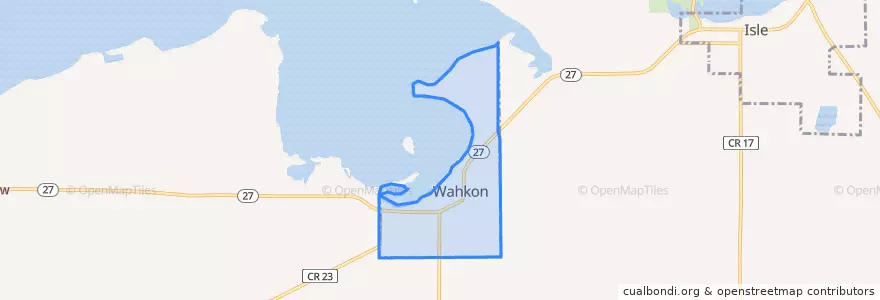 Mapa de ubicacion de Wahkon.