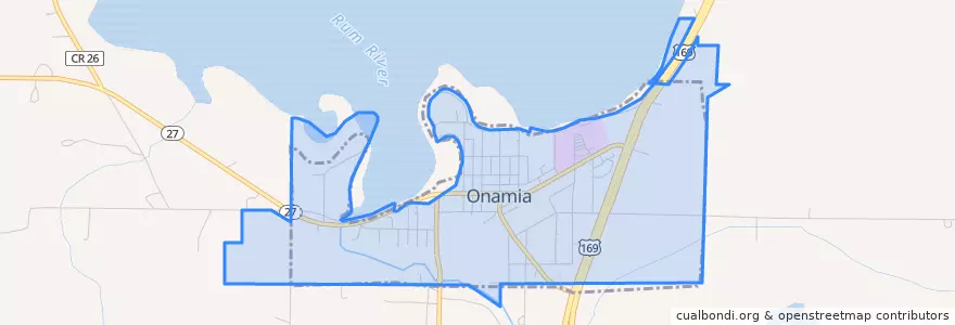 Mapa de ubicacion de Onamia.