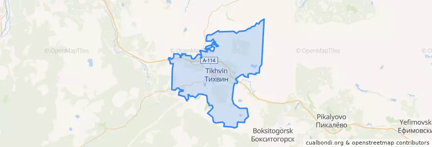Mapa de ubicacion de Тихвинское городское поселение.