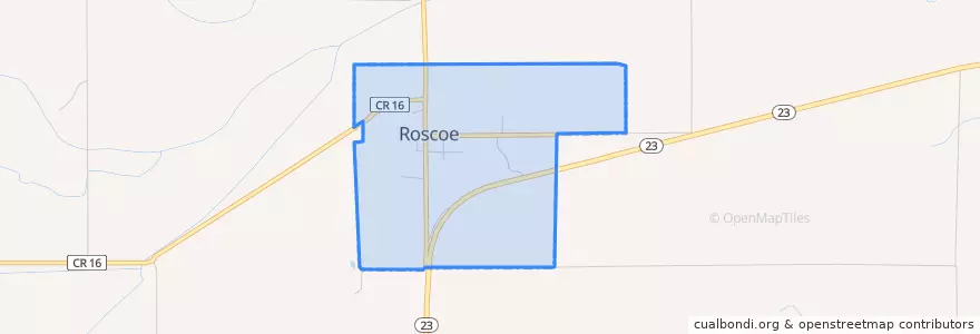 Mapa de ubicacion de Roscoe.