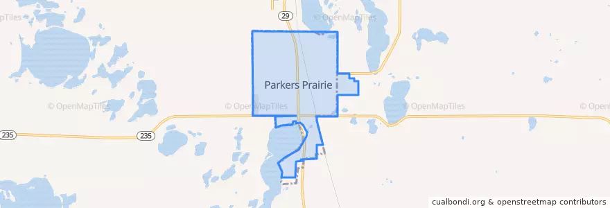 Mapa de ubicacion de Parkers Prairie.